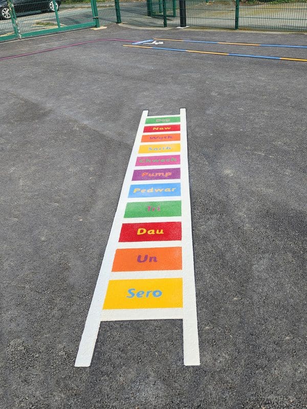 Llanllechid-Primary-School-0-10-Number-Ladder-Welsh-Playground-Markings