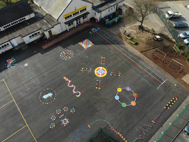 Llanllechid-Primary-School-Playground-Markings-Overhead-2