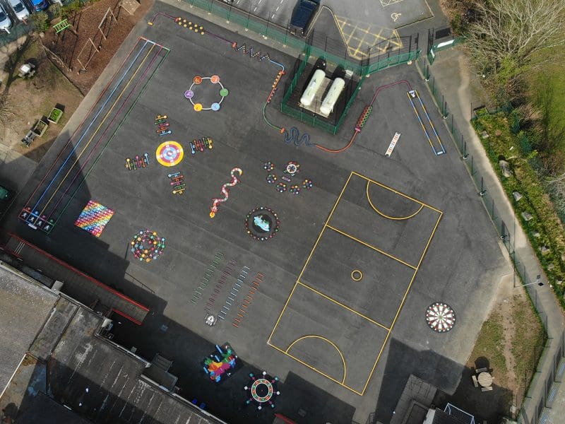 Llanllechid-Primary-School-Playground-Markings-Overhead