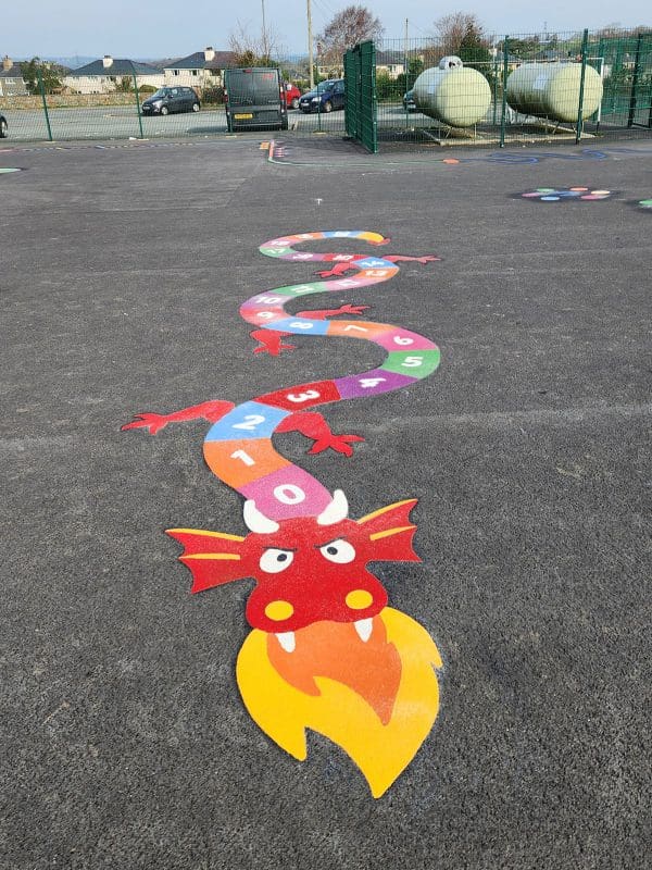 Llanllechid-Primary-School-Welsh-Dragon-0-20-Playground-Markings