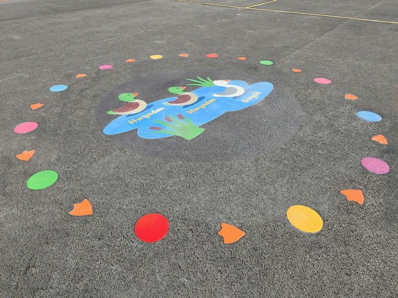 Llanllechid-Primary-School-Welsh-Duck-Duck-Goose-Playground-Marking