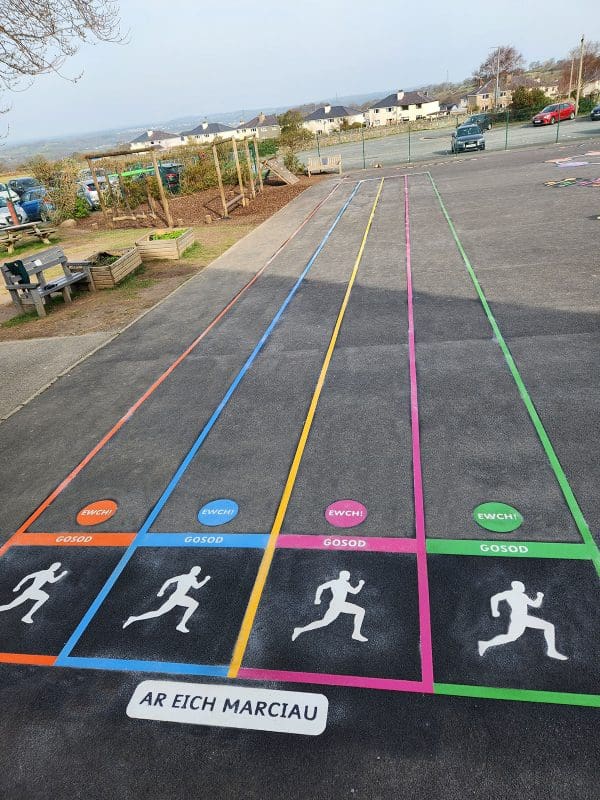 Llanllechid-Primary-School-Welsh-Running-Track-Playground-Marking