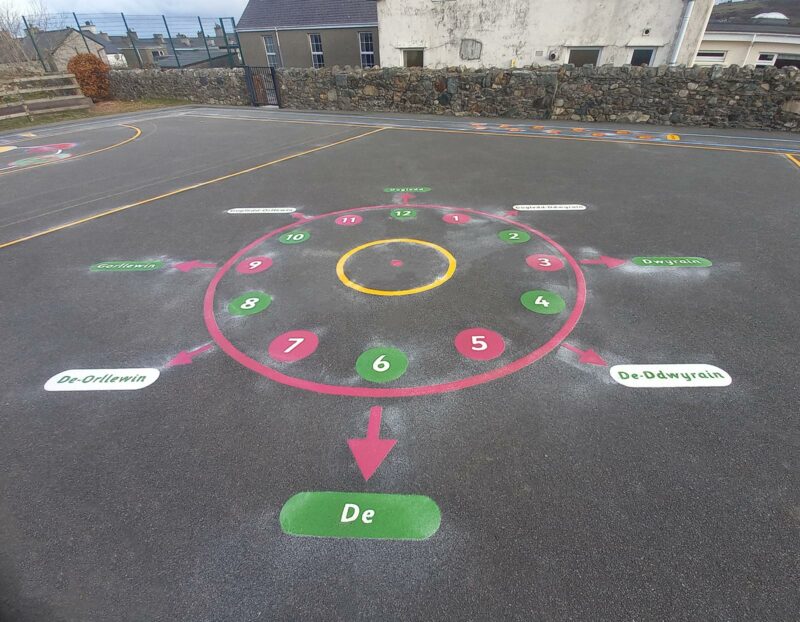 Llanllyfni-School-Compass-Clock-Playground-Marking