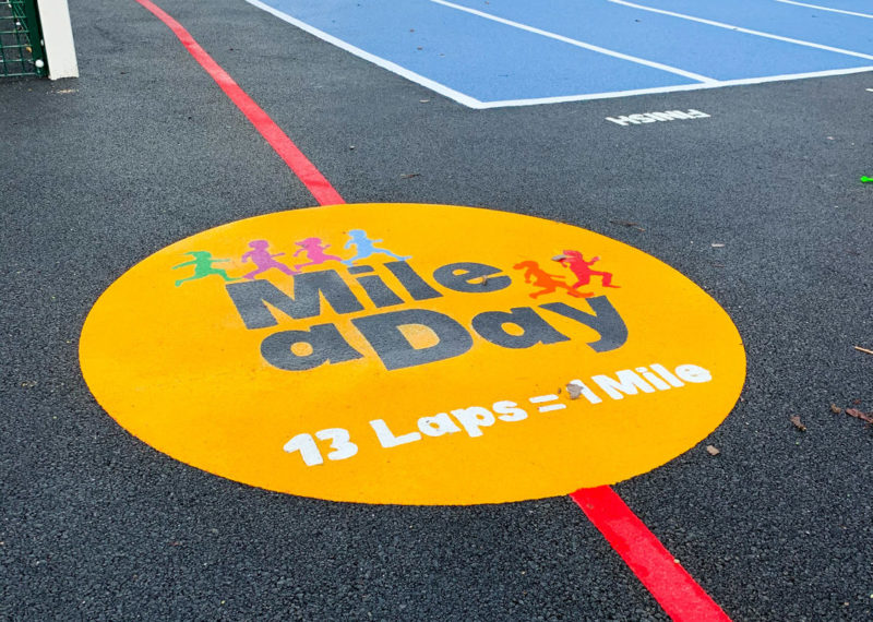 Whitgreave Primary School Mile a Day Logo Playground Marking