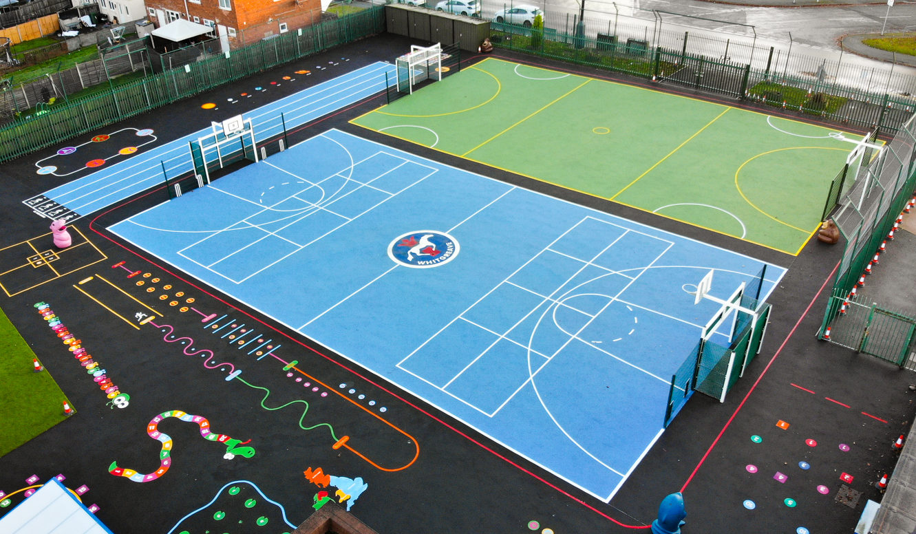 Basketball court markings for a fun playground